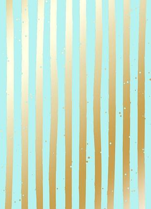 Аркуш односторонній паперу з фольгуванням, дизайн golden stripes turquoise, 30,5 см х 30,5 см