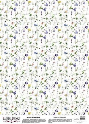 Деко веллум (лист кальки с рисунком) summer meadow колокольчики, а3 (29,7см х 42см)