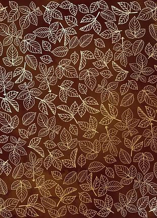 Лист односторонней бумаги с фольгированием, дизайн golden rose leaves brown aquarelle, 30,5см х 30,5см