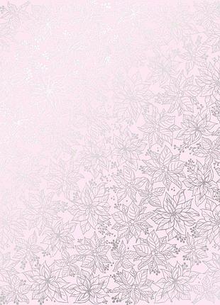 Лист односторонней бумаги с фольгированием, дизайн golden poinsettia light pink, 30,5см х 30,5 см