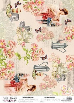 Деко веллум (лист кальки с рисунком) vintage bright romance, а3 (29,7см х 42см)