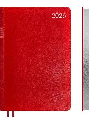 Деловой ежедневник датированный 2026 leo planner city а5 368 стр. твердый красный