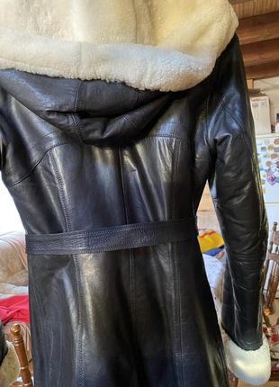 Кожаная женская куртка дубленка на овчине авиатор9 фото