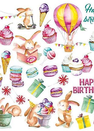 Лист с картинками для вырезания sweet birthday 20х20 см