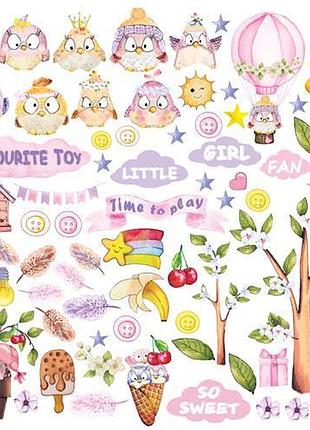 Аркуш із картинками для вирізування cutie sparrow girl 30,5х30,5 см