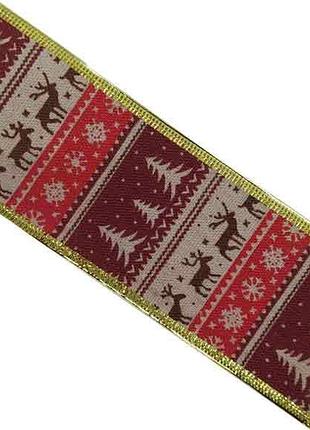 Стрічка новорічна rnyy-1926 63мм 45,72м (50ярд) олені