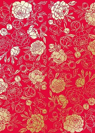 Лист односторонней бумаги с фольгированием, дизайн golden peony passion poppy red, 30,5см х 30,5см