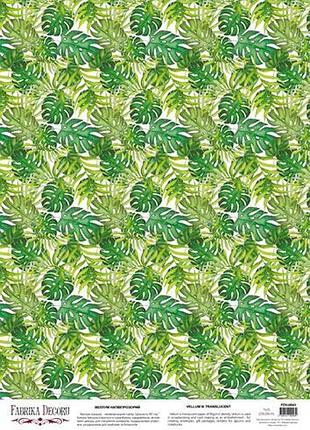 Деко веллум (лист кальки с рисунком) green wild tropics, а3 (29,7см х 42см)