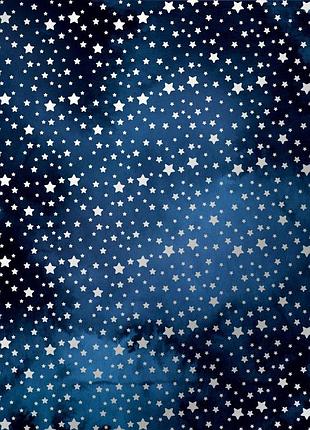 Лист односторонней бумаги с серебряным тиснением, дизайн silver stars dark blue, 30,5см х 30,5см