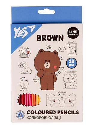 Карандаши цветные yes 18 цв line friends