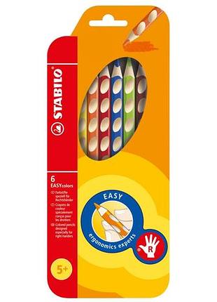 Олівці 6 кол. для правші stabilo easycolors