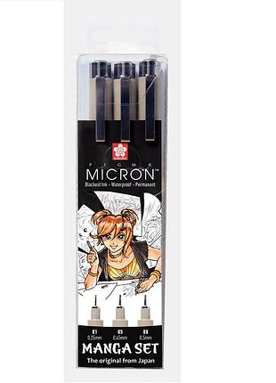Набір лінерів pigma micron manga 3шт., sakura