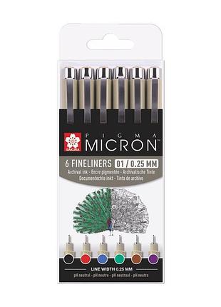 Набір лайнерів pigma micron 01 basic 6кол sakura