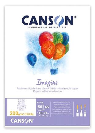 Склейка паперу imagine (mix media) 200 г/м2 50л натуральний білий гладкий canson