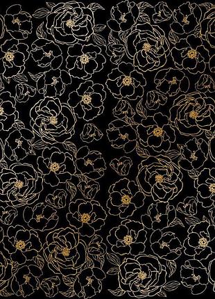 Лист односторонней бумаги с фольгированием, дизайн golden pion black, 30,5см х 30,5см
