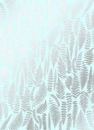 Лист односторонней бумаги с серебряным тиснением, дизайн silver fern, mint, 30,5см х 30,5см