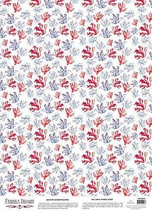 Деко веллум (лист кальки с рисунком) кораллы, a3 (29,7см х 42см)