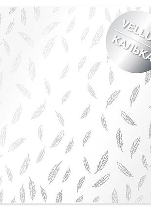 Лист кальки (веллум) с серебряным узором silver feather, 29.7cm x 30.5cm