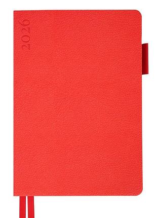 Деловой ежедневник датированный 2026 leo planner binario а5 368 стр. мягкий красный