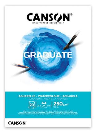 Склейка паперу для акварелі graduate а4 (21х29,7см) 250г/м2 20л середнє зерно canson