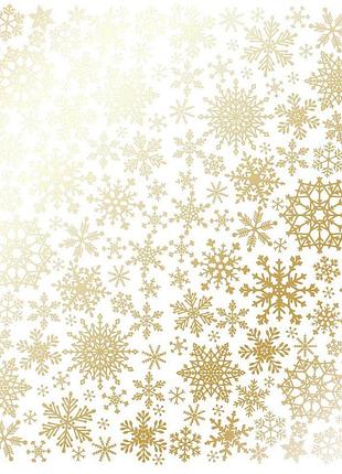 Лист односторонней бумаги с фольгированием, дизайн golden snowflakes white, 30,5см х 30,5 см