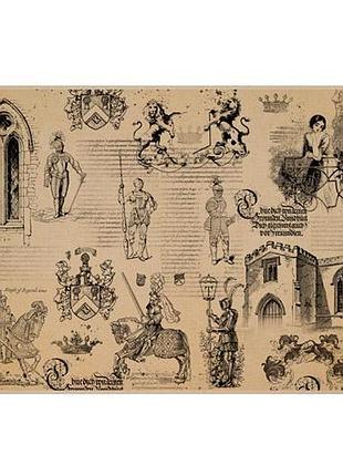 Лист крафт бумаги с рисунком vintage women's world #04, 42x29,7 см