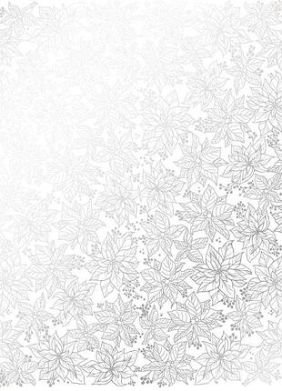 Лист односторонней бумаги с серебряным тиснением, дизайн silver poinsettia white, 30,5см х 30,5см