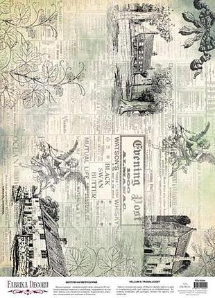 Деко веллум (лист кальки с рисунком) vintage countryside, а3 (29,7см х 42см)