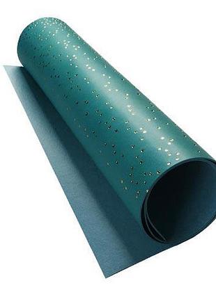 Отрез кожзама с тиснением золотой фольгой, дизайн golden mini drops turquoise, 50см х 25см