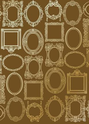 Лист односторонней бумаги с фольгированием, дизайн golden frames, color milk chocolate, 30,5см х 30,5см