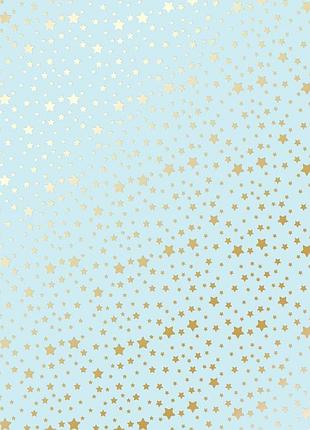 Лист односторонней бумаги с фольгированием, дизайн golden stars blue, 30,5см х 30,5см