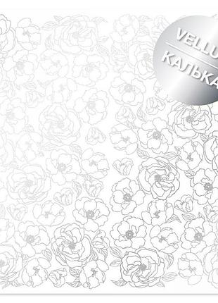 Лист кальки (веллум) с серебряным узором silver pion, 29.7cm x 30.5cm