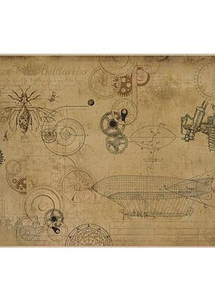 Лист крафт бумаги с рисунком mechanics and steampunk #06, 42x29,7 см
