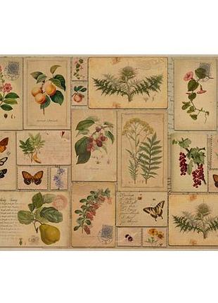 Лист крафт бумаги с рисунком botanical backgrounds #04, 42x29,7 см
