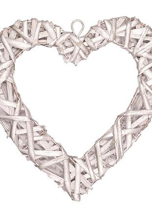 Сердце yes!fun ротанговое серебряное, 20 см