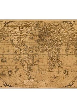 Аркуш крафт паперу з малюнком maps of the seas and continents #07, 42x29,7 см