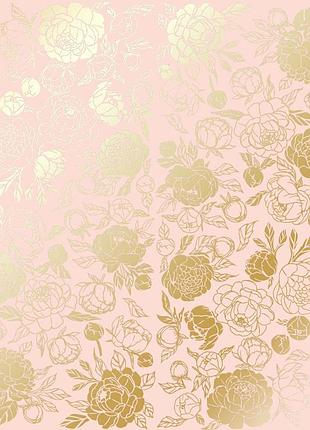 Аркуш односторонній паперу з фольгуванням, дизайн golden peony passion peach, 30,5 см х 30,5 см