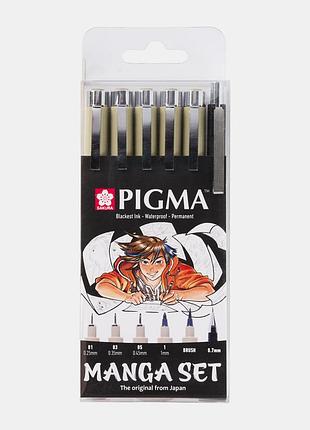 Набір лінерів для манга manga pigma tool set, 6шт., sakura