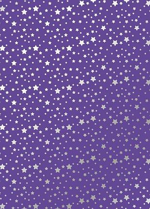 Лист односторонней бумаги с серебряным тиснением, дизайн silver stars, lavender, 30,5см х 30,5см