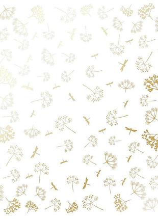 Лист односторонней бумаги с фольгированием, дизайн golden dill white, 30,5см х 30,5см