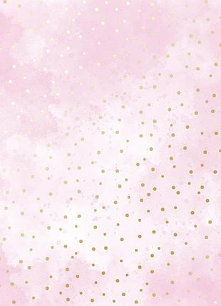 Лист односторонней бумаги с фольгированием, дизайн golden drops, color pink shabby watercolor, 30,5см х 30,5 см