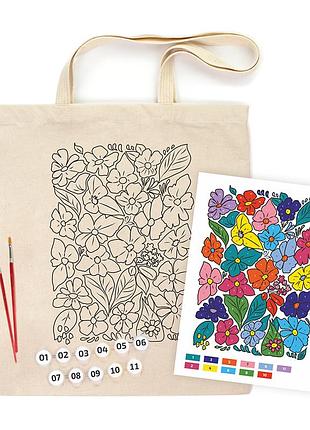 Набір екосумка-розмальовка „funny flowers“ бавовна 220 г/м2 38х42см rosa talent
