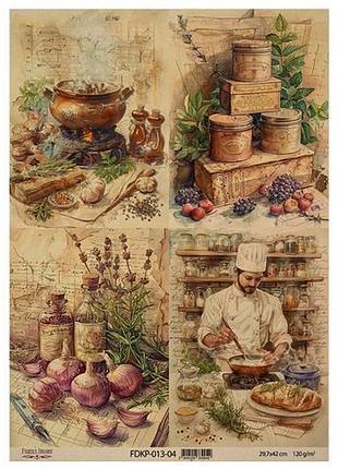 Лист крафт бумаги с рисунком cooking delights , #4, 42x29,7 см