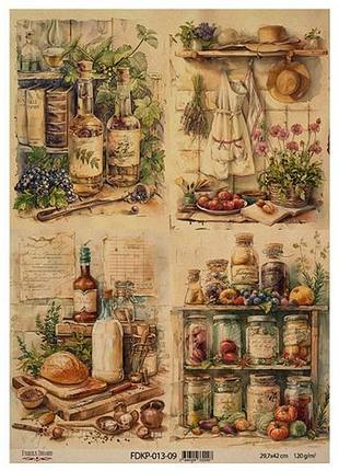 Лист крафт бумаги с рисунком cooking delights , #9, 42x29,7 см