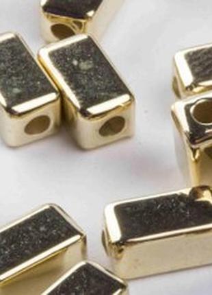 Розпірні намистини пластикові гальвановані rectangle 3d-4ac200-b1, 4 x 7 мм, 500 грам, a03-світло золотий