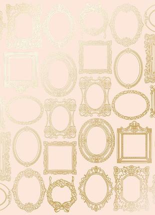 Лист односторонней бумаги с фольгированием, дизайн golden frames beige, 30,5см х 30,5см