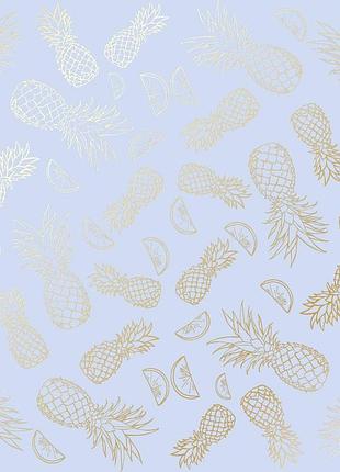 Лист односторонней бумаги с фольгированием, дизайн golden pineapple purple, 30,5см х 30,5 см