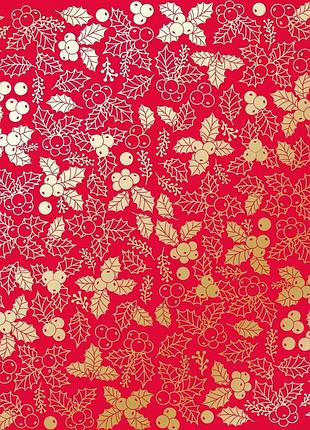 Лист односторонней бумаги с фольгированием, дизайн golden winterberries poppy red, 30,5см х 30,5см