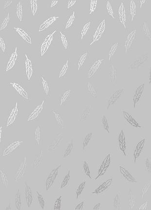 Лист односторонней бумаги с серебряным тиснением, дизайн silver feather gray 30,5х30,5