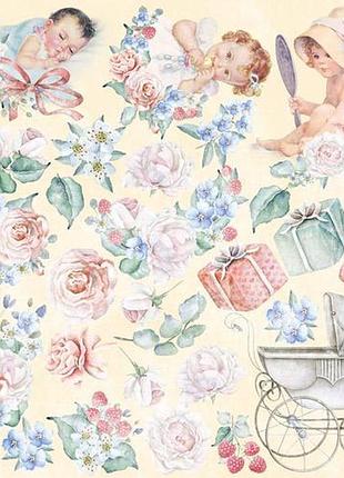 Лист с картинками для вырезания shabby baby girl 20х20 см